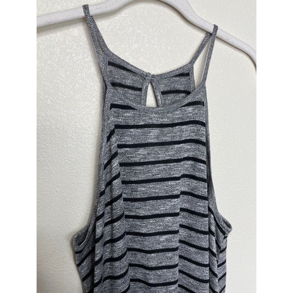 Love Fire Striped Large Halter Knit Midi Dress Gray Sleeveless Keyhole Back New - Picture 2 of 7